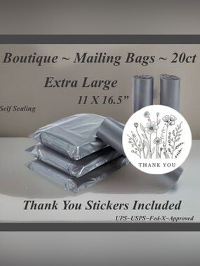 Ex. Large Poly Mailing BagsW/Thank You Stickers 20ct Bags & 20ct Stickers 〰️🆕〰️